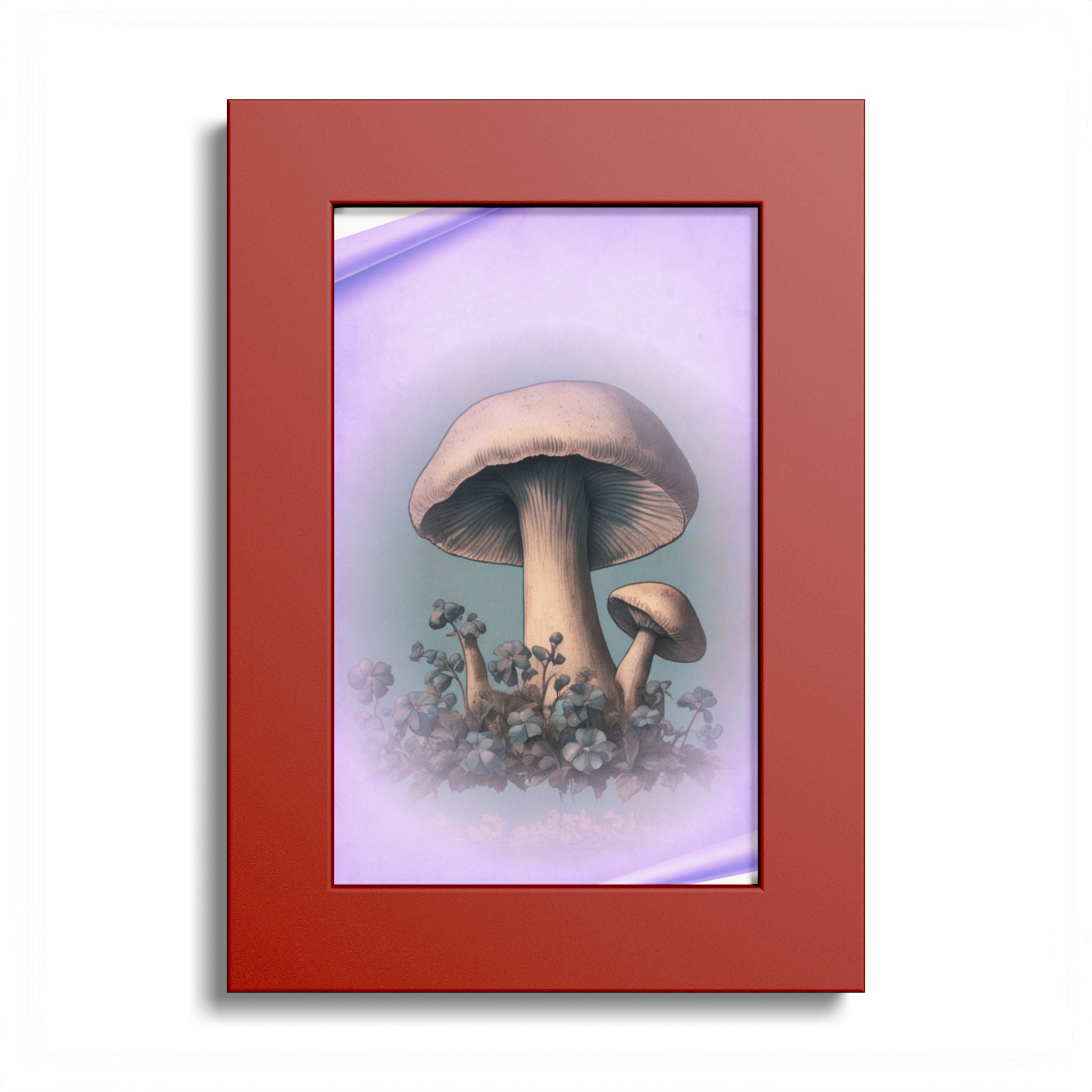 Mushroom Art Poster — Vintage Botanical Print with Colored Frame