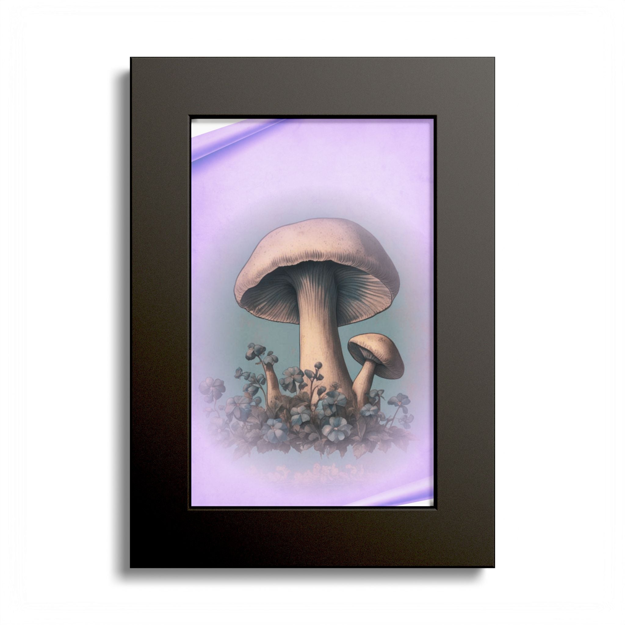 Mushroom Art Poster — Vintage Botanical Print with Colored Frame
