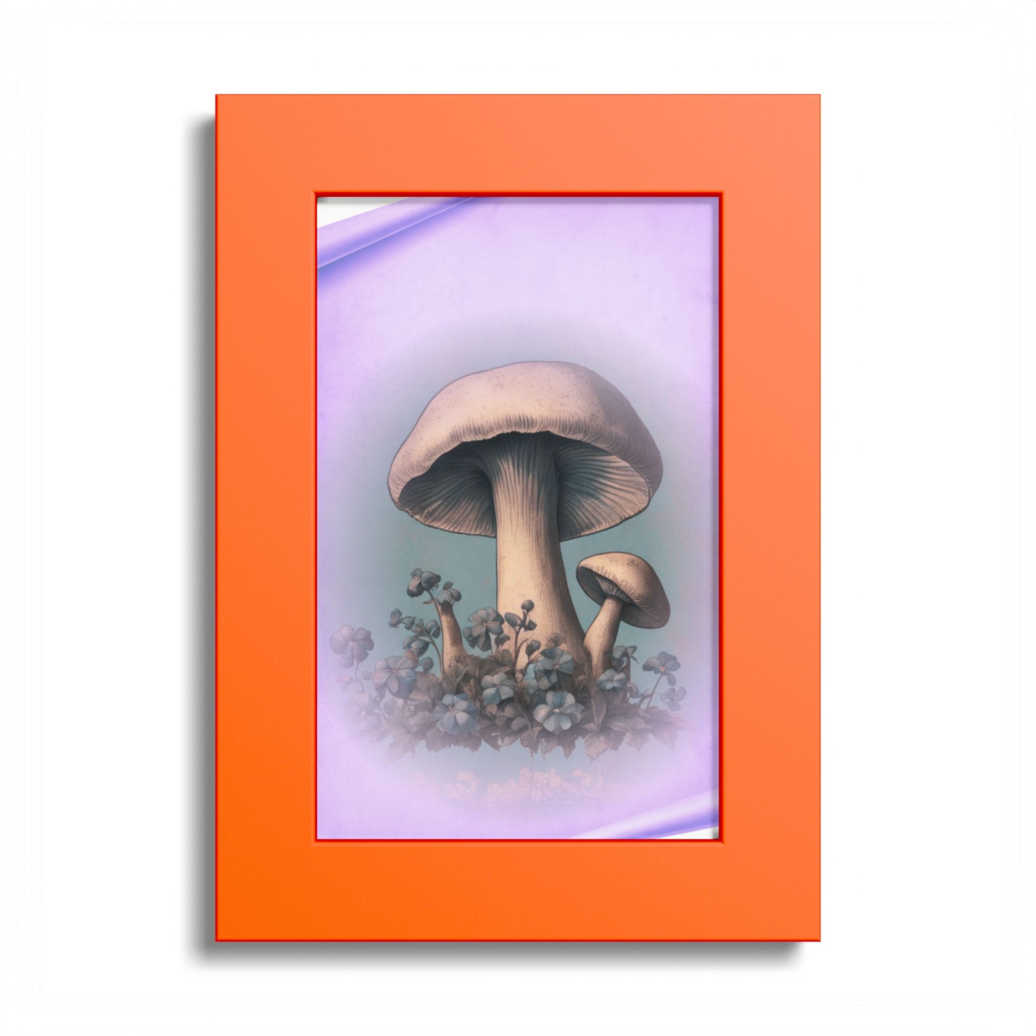 Mushroom Art Poster — Vintage Botanical Print with Colored Frame