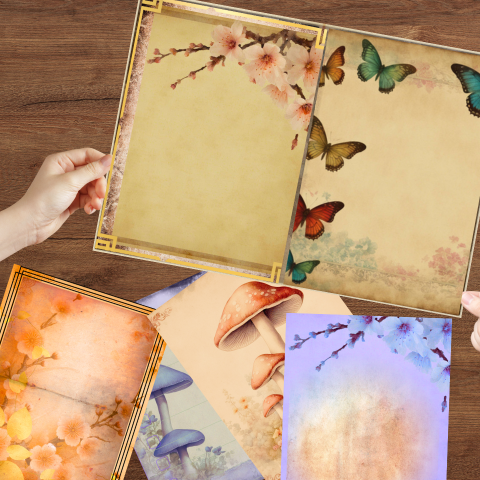 Decorative Craft Paper, Scrapbooking ,Vintage/Retro/Antique Design, 8.5 x 11, Unique Assortment
