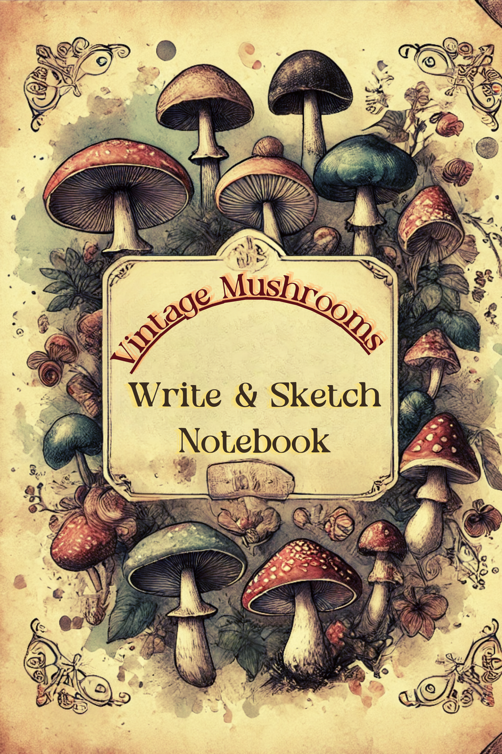 Vintage Mushrooms Notebook-Printable PDF